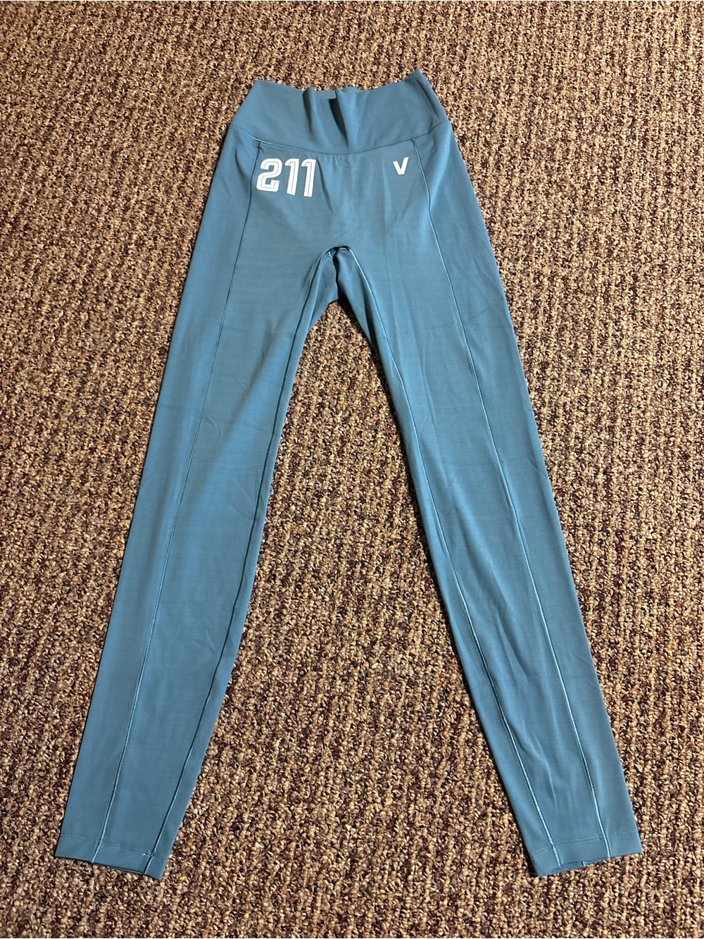 Women's Teal High-Rise Athletic Leggings with 211 Detail